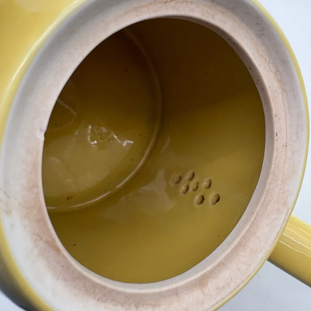 Vintage Hall China Yellow Teapot with Insulated Chrome Aluminum Cozy Made in USA